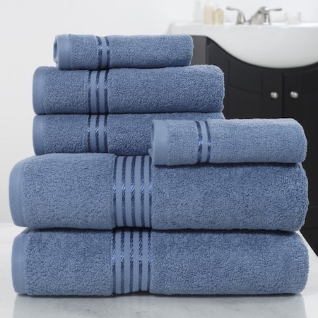 Hastings Home 100 Percent Cotton Hotel 6 Piece Towel Set - Light Blue 503392EVU
